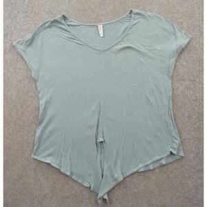 Pact Top Womens Small Green tee Front Tie Organic Round Neck Short Sleeve
